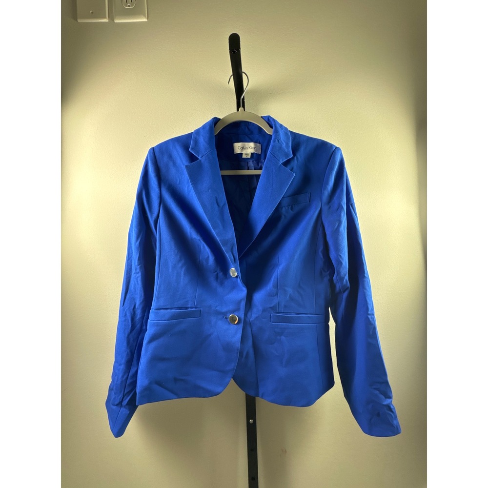 Calvin Klein Royal Blue Pant Suit Blazer Highline Trouser Set Womens Size 8